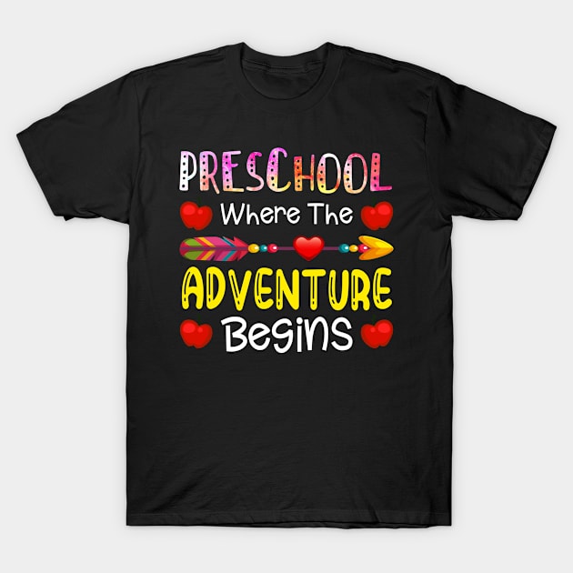 Kids Pre-School Where The Adventure Begins Cute Gift T-Shirt by schirmerbas